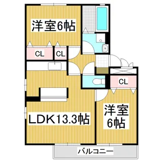 ペイサージュD【202号室】の間取り