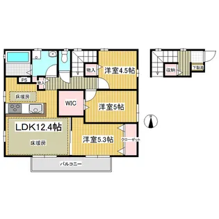 オジェ西八日町B棟【201号室】の間取り