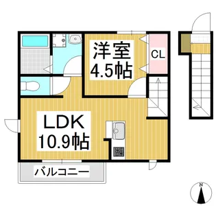 1LDKの間取り画像