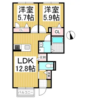 シャーメゾン松峰【102号室】の間取り