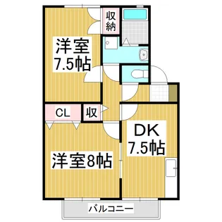 ウィステリア沢村B棟【107号室】の間取り