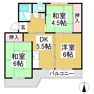 ビレッジハウス豊丘 2号棟【407号室】の間取り