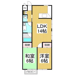 スカイラッツ五和【102号室】の間取り