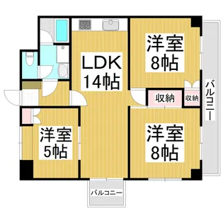 パレスハイツ県町Ⅱ【901号室】の間取り
