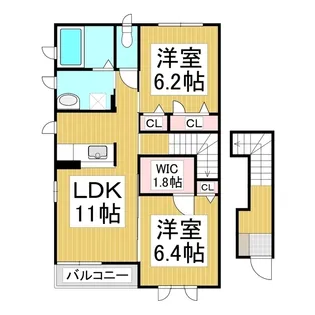 メゾンドソレイユ A棟【201号室】の間取り