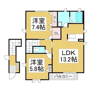 ウィズライフ B棟【2階】の間取り