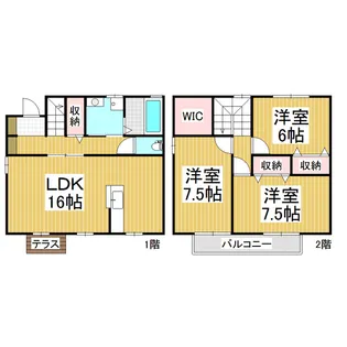 ロイヤルガーデン村井B棟【2号室】の間取り