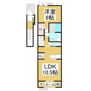 シャルール【202号室】の間取り
