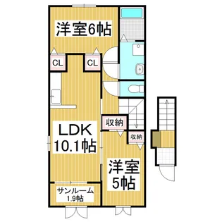 リブ ブライト パークA【2階】の間取り