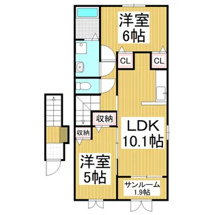 リブ ブライト パークA【2階】の間取り