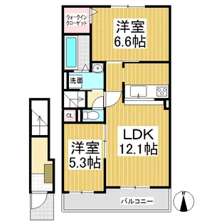 クラ・ウェルス【201号室】の間取り