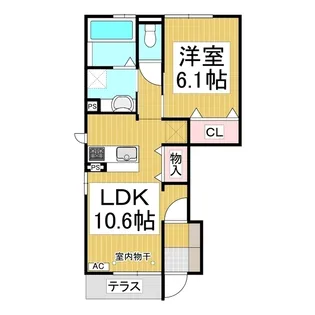メゾンHa・Ma【1階】の間取り