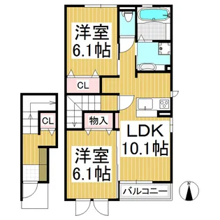 キャロット駅西【201号室】の間取り