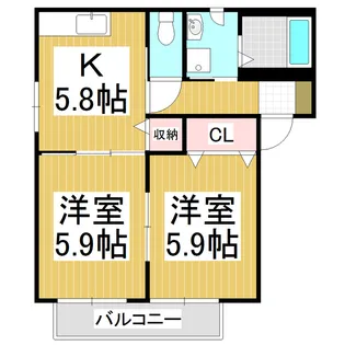エスポワール ミゾグチ B【201号室】の間取り
