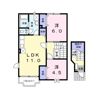 ルミエール田園【201号室】の間取り