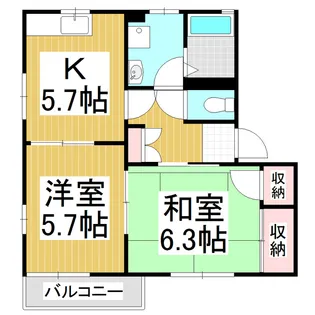 サニーハウス 岩波 B棟【102号室】の間取り