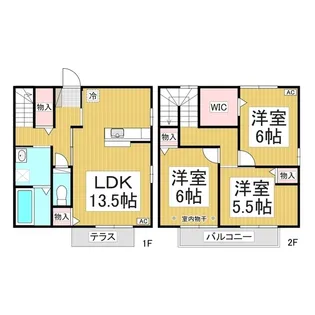 長野県長野市稲里1丁目【テラスハウス】の間取り
