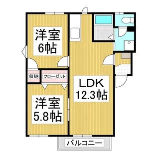 ジュネス砥川【2階】の間取り