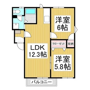 ジュネス砥川【2階】の間取り