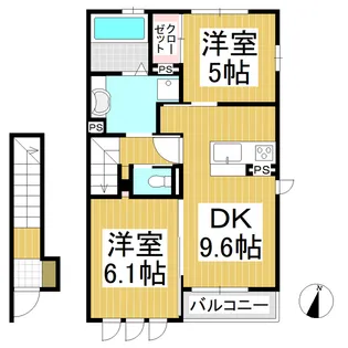 レイブンクロー【203号室】の間取り