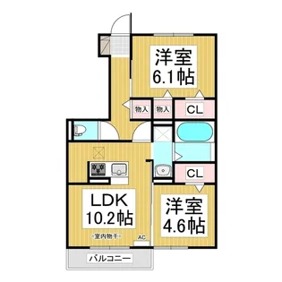 パーシモン三本柳【1階】の間取り