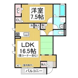 ポムスクウェア稲里 F棟【1階】の間取り