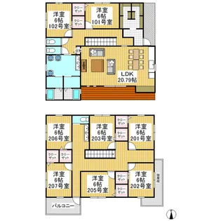 ノビレッジハウス【202号室】の間取り