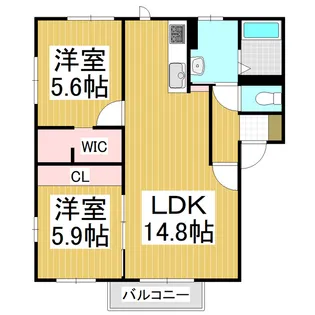 コスモスハイツ D棟【201号室】の間取り