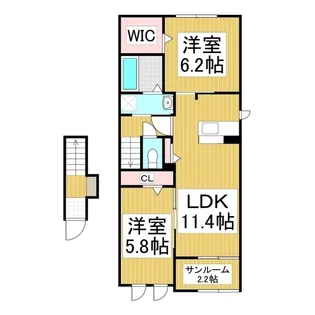 クゥー Ⅰ【2階】の間取り