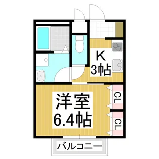 ラルーチェ中氷鉋【202号室】の間取り
