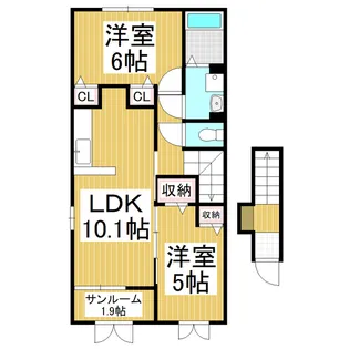 カーサ デル ソル Ⅱ【2階】の間取り
