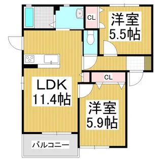 クロワール見附久保 C棟【2階】の間取り