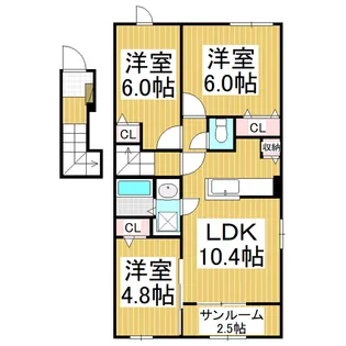 ヒルズポローニアB【201号室】の間取り