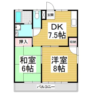 長野県伊那市美篶【アパート】の間取り