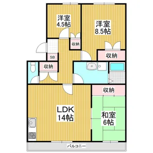 サンパレスオーシモS棟【203号室】の間取り