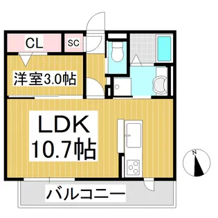 プレミール上田原【106号室】の間取り