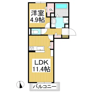 プレミール上田原【107号室】の間取り