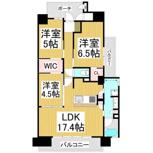 サーパス若里グランテラス【7階】の間取り
