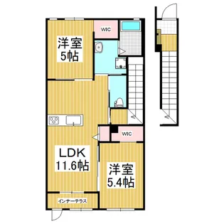 Lice・Soiare kamiyama(ルチェ・ソラーレ上【2階】の間取り