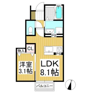 ヴァンヴェール千曲【103号室】の間取り