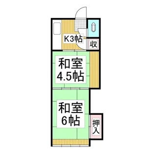浜アパートD【D6号室】の間取り