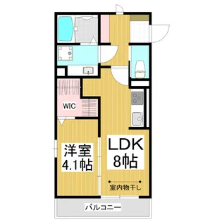 コンフォーティア中御所 B棟【105号室】の間取り