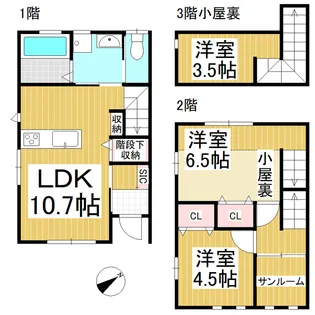 長野県上田市下塩尻【テラスハウス】の間取り