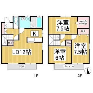 長野県長野市稲田3丁目【テラスハウス】の間取り