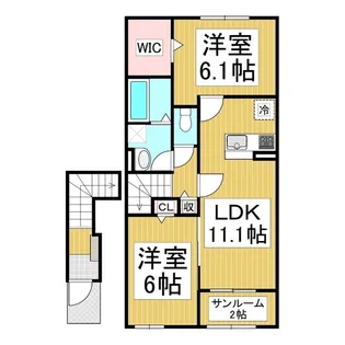 サニーテラスB【2階】の間取り