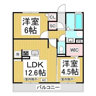 リヴェール中御所 B棟【1階】の間取り