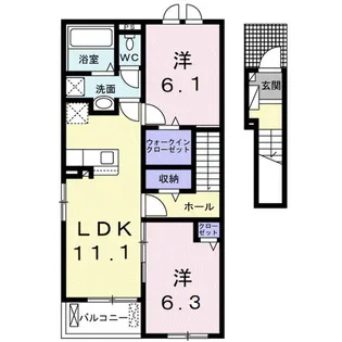 2LDKの間取り画像
