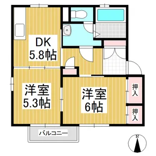 フレグランス B棟【102号室】の間取り
