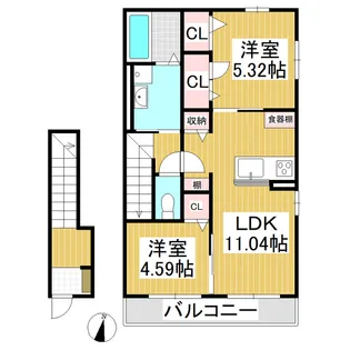 Grandeur M【202号室】の間取り