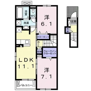 リバーウインド岩下B【2階】の間取り